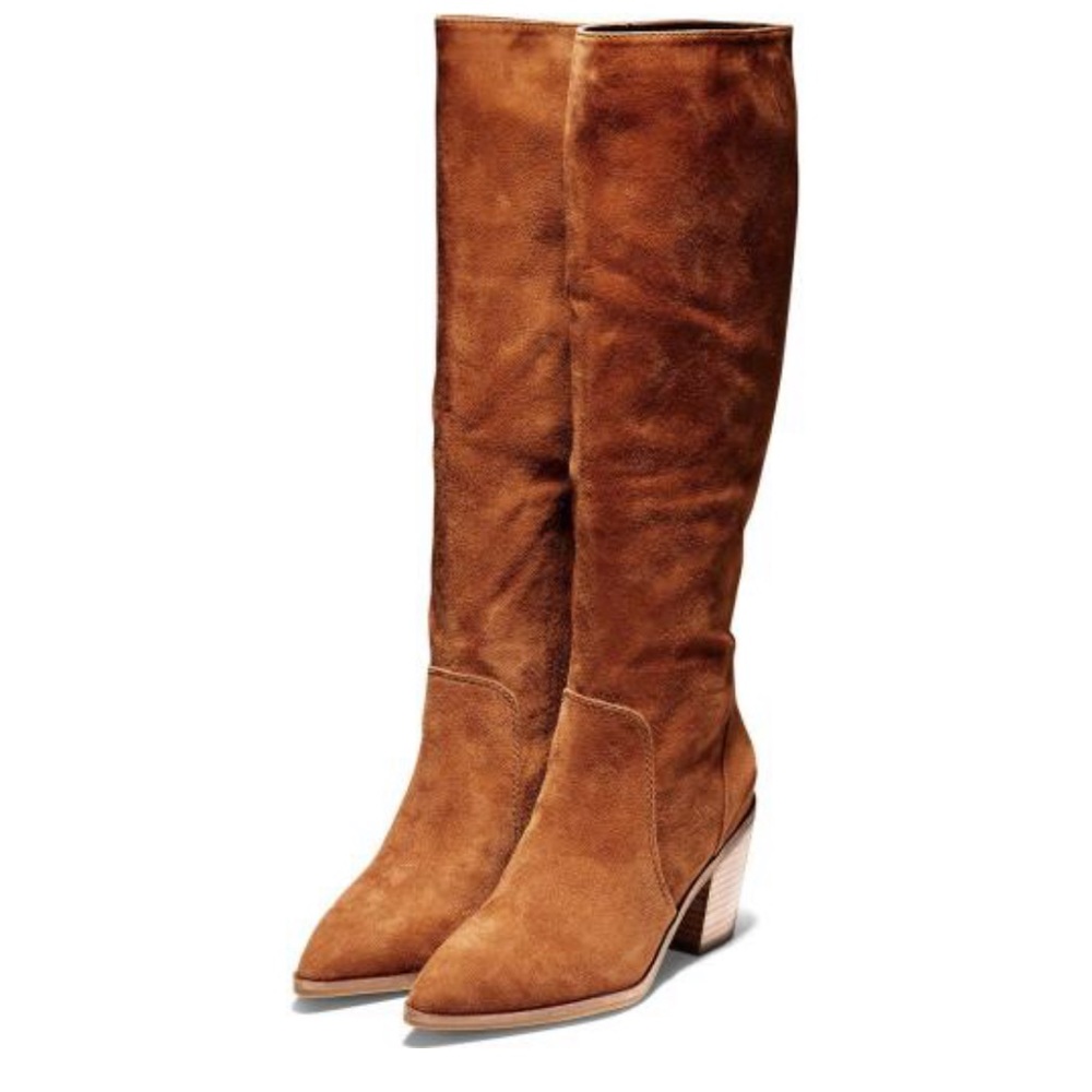 Cole Haan Knee High Suede Willa Boot Block Heel